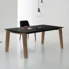 Mesa extensible hasta 2,4 m en madera maciza y tapa de cerámica - Antares Viadurini