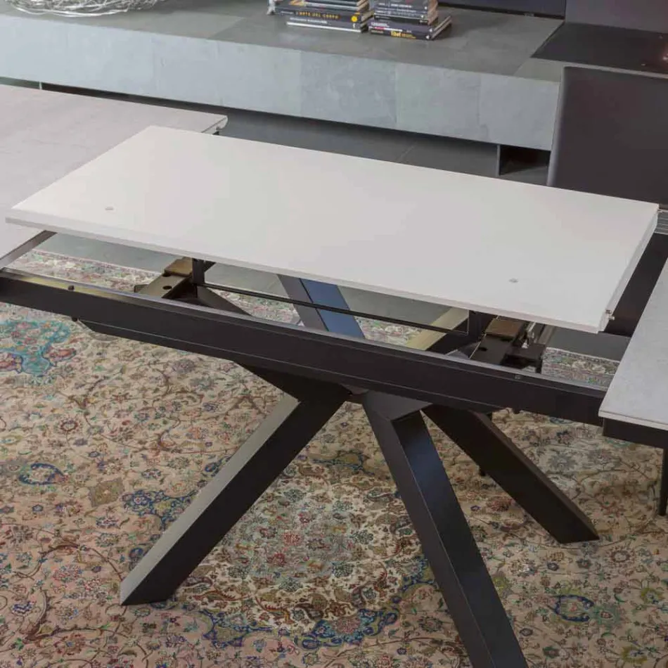Mesa de comedor extensible hasta 2,8 m con patas de cerámica y metal - Paoluccio Viadurini