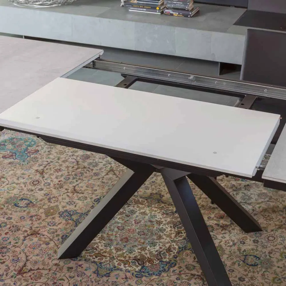 Mesa de comedor extensible hasta 2,8 m con patas de cerámica y metal - Paoluccio Viadurini