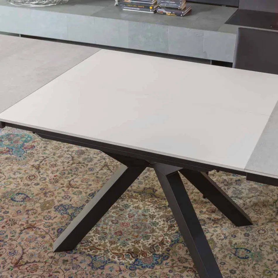 Mesa de comedor extensible hasta 2,8 m con patas de cerámica y metal - Paoluccio Viadurini