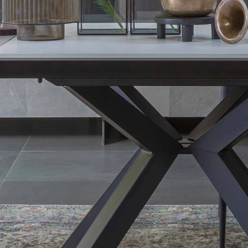 Mesa de comedor extensible hasta 2,8 m con patas de cerámica y metal - Paoluccio Viadurini