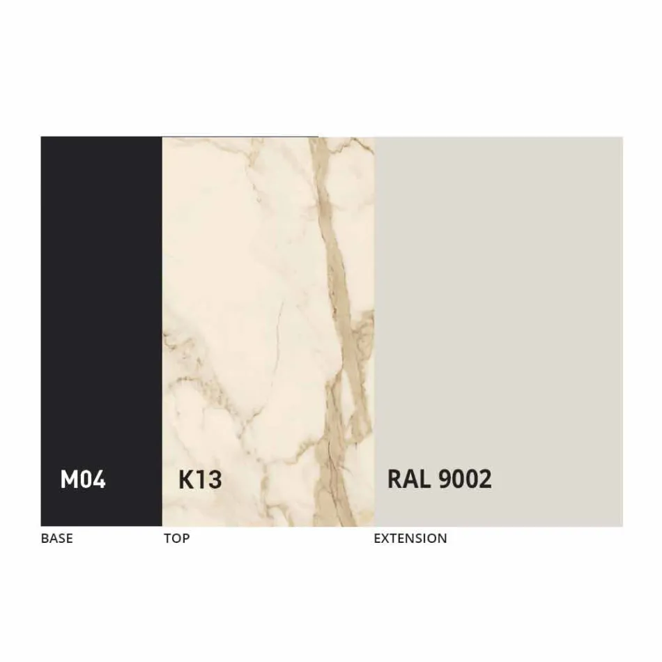 Mesa de comedor extensible hasta 2,8 m con patas de cerámica y metal - Paoluccio Viadurini