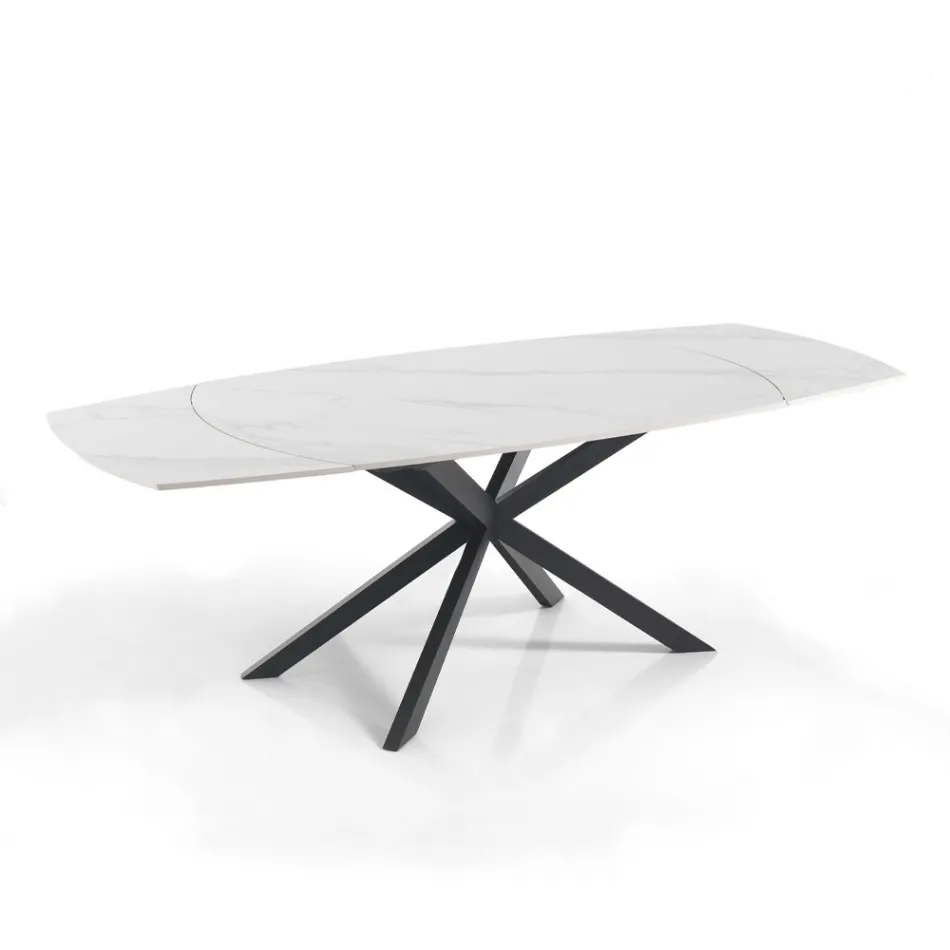 Mesa Extensible hasta 200 cm Base de Acero Negro - Torio Viadurini