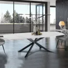 Mesa Extensible hasta 200 cm Base de Acero Negro - Torio Viadurini