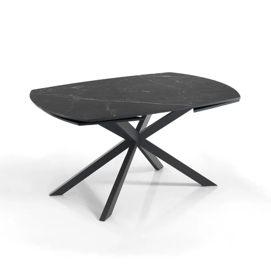 Mesa Extensible hasta 200 cm Base de Acero Negro - Torio Viadurini