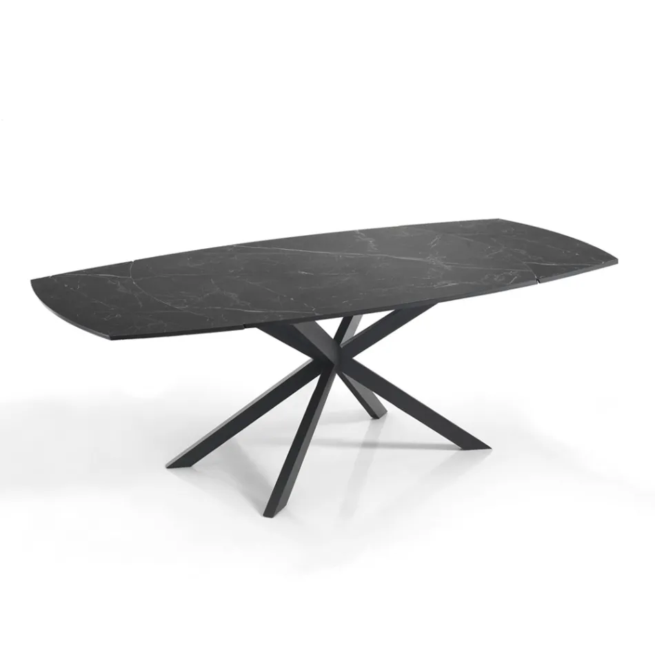 Mesa Extensible hasta 200 cm Base de Acero Negro - Torio Viadurini