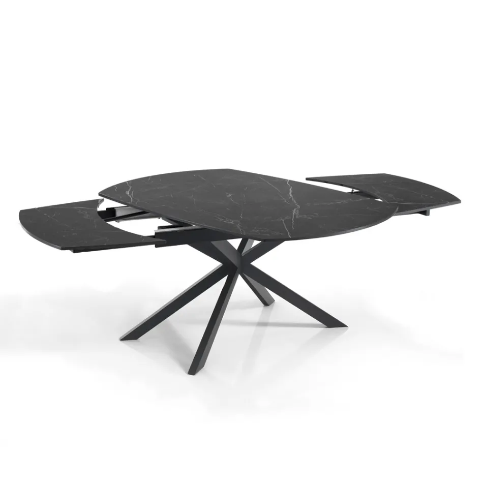 Mesa Extensible hasta 200 cm Base de Acero Negro - Torio Viadurini