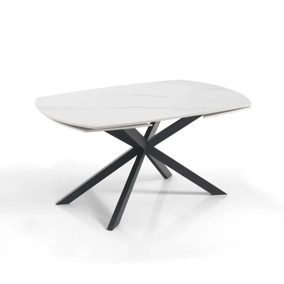 Mesa Extensible hasta 200 cm Base de Acero Negro - Torio Viadurini