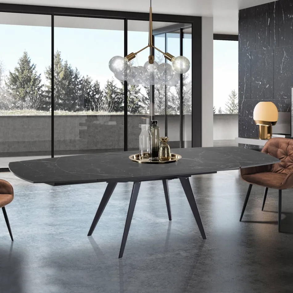 Mesa Extensible hasta 200 cm con Apertura Giratoria - Butego Viadurini