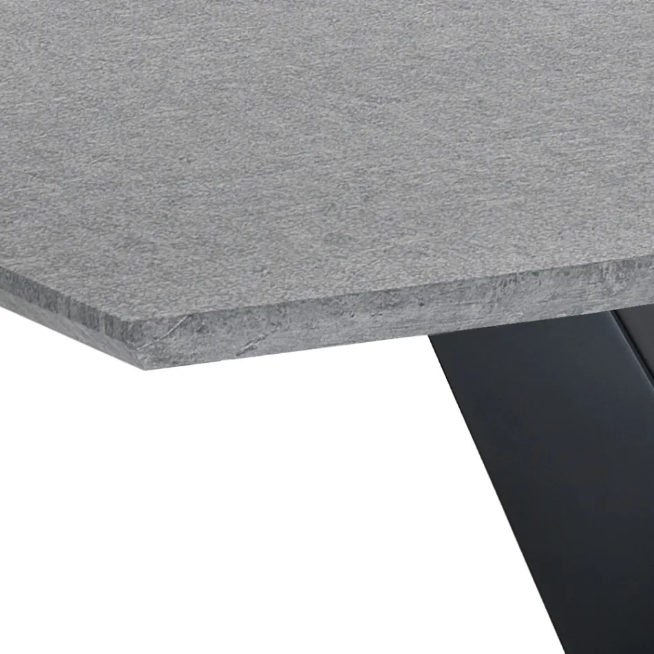 Mesa extensible hasta 200 cm en MDF Cemento - Holmium Viadurini