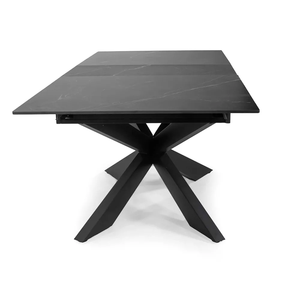 Mesa extensible 200 cm en metal y piedra sintética - Underwater Viadurini