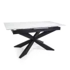 Mesa extensible 200 cm en metal y piedra sintética - Underwater Viadurini