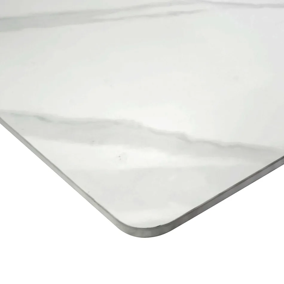 Mesa extensible 200 cm en metal y piedra sintética - Underwater Viadurini