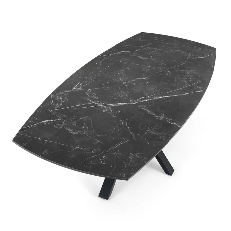 Mesa extensible hasta 210 cm en acero y cerámica - Bavosa Viadurini