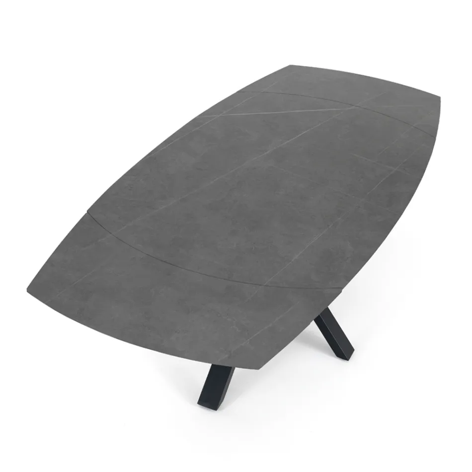 Mesa extensible hasta 210 cm en acero y cerámica - Bavosa Viadurini