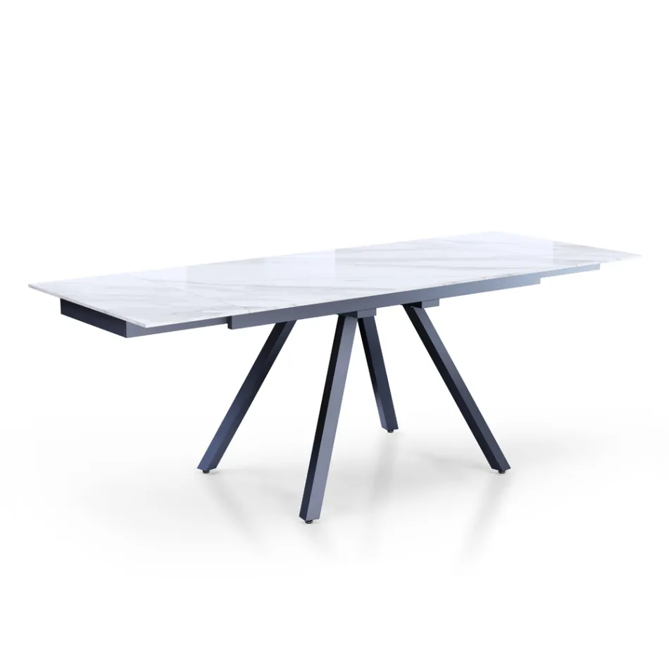 Mesa Extensible hasta 210 cm en Acero Gris y Cerámica - Canario Viadurini