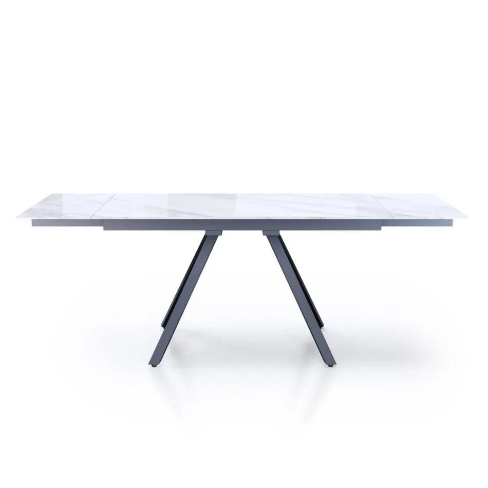 Mesa Extensible hasta 210 cm en Acero Gris y Cerámica - Canario Viadurini