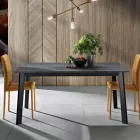 Mesa Extensible hasta 220 cm con Base de Haya Grafito Made in Italy - Toles Viadurini