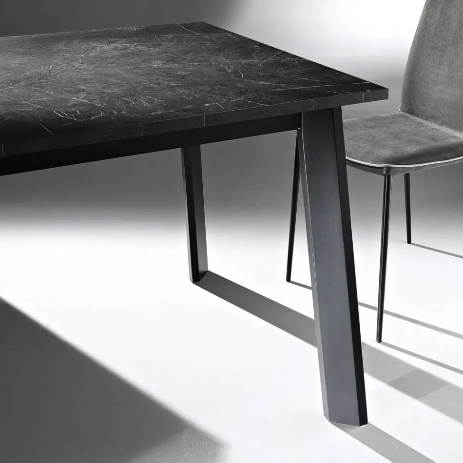 Mesa Extensible hasta 220 cm con Base de Haya Grafito Made in Italy - Toles Viadurini