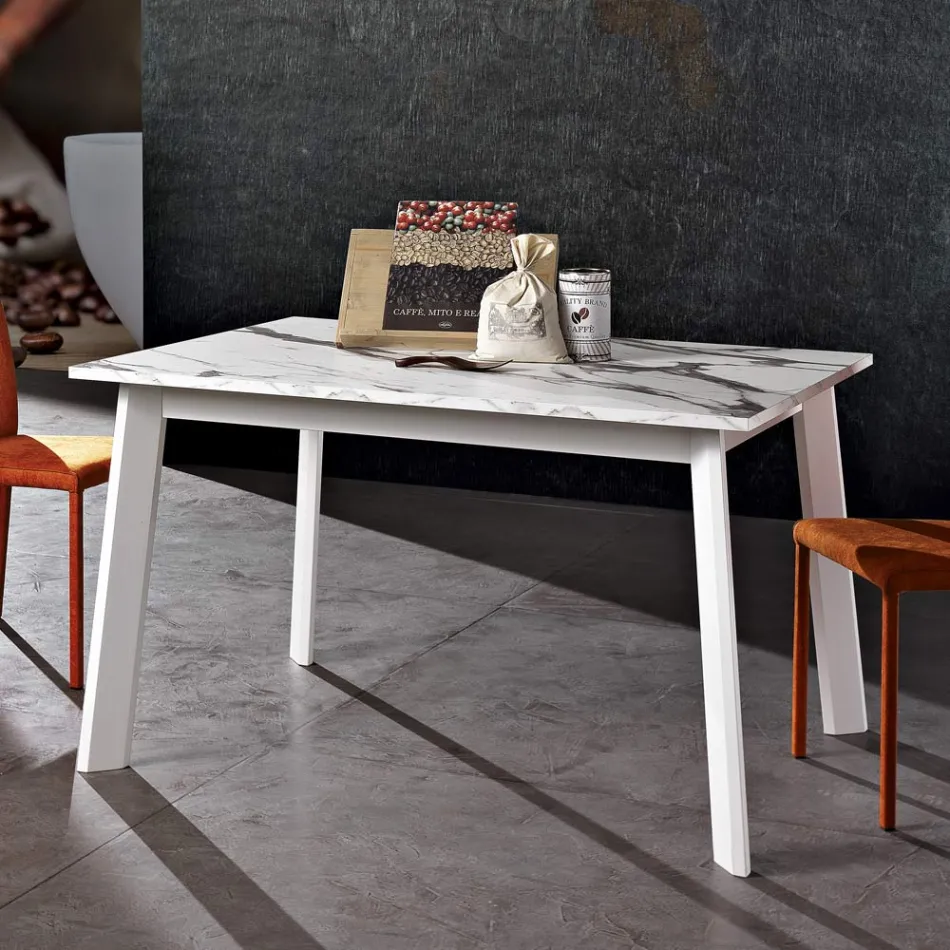 Mesa extensible hasta 220 cm en Haya y Melamina Made in Italy - Toles Viadurini
