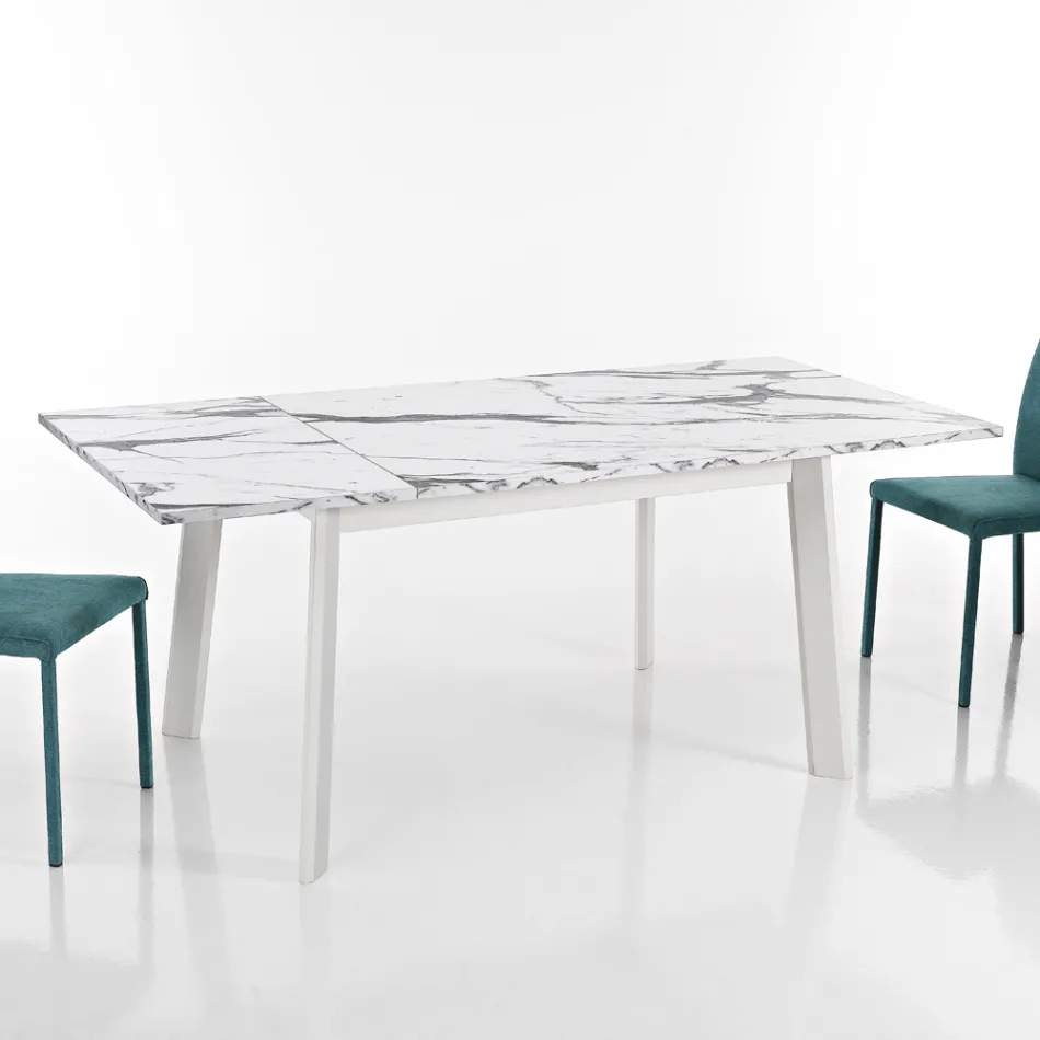 Mesa extensible hasta 220 cm en Haya y Melamina Made in Italy - Toles Viadurini