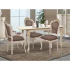 Mesa Extensible hasta 220 cm en Madera Blanca y Dorada Made in Italy - Lujo Viadurini