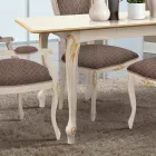 Mesa Extensible hasta 220 cm en Madera Blanca y Dorada Made in Italy - Lujo Viadurini