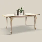 Mesa Extensible hasta 220 cm en Madera Blanca y Dorada Made in Italy - Lujo Viadurini