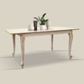 Mesa Extensible hasta 220 cm en Madera Blanca y Dorada Made in Italy - Lujo