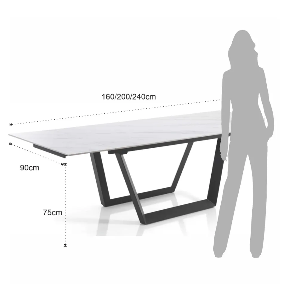Mesa Extensible hasta 240 cm en Acero Gris - Bonito Viadurini