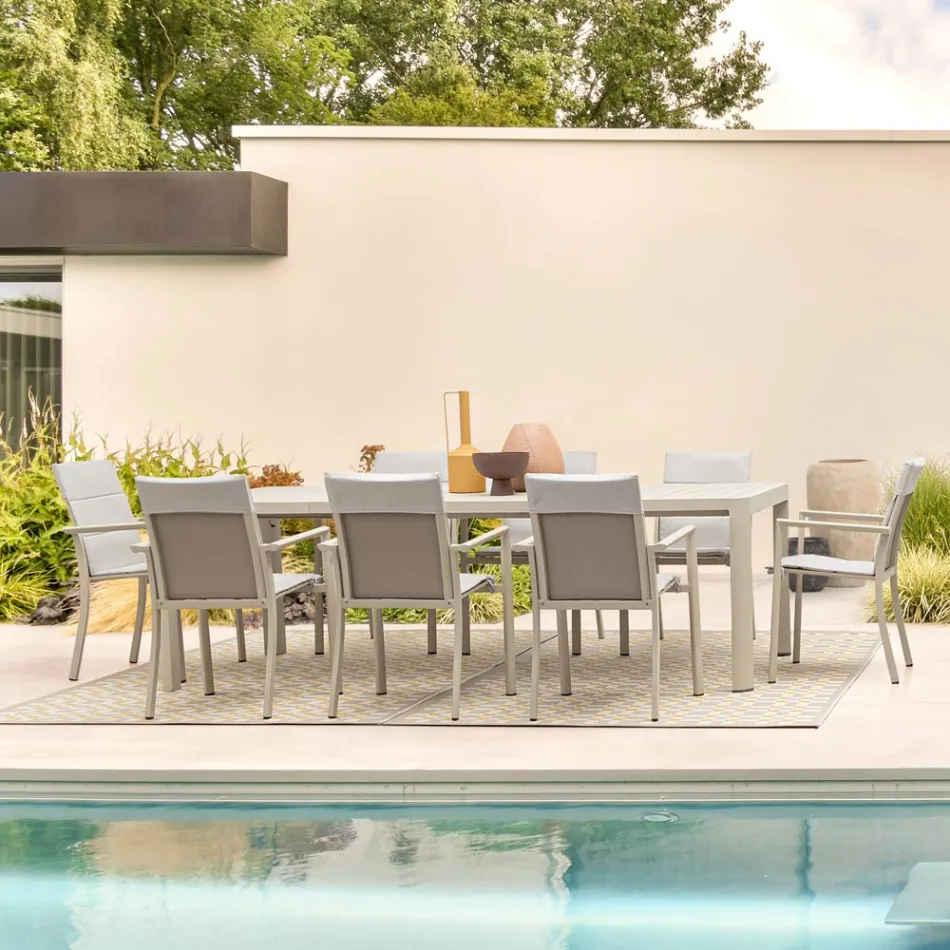 Mesa extensible hasta 240 cm en aluminio pintado en polvo - Pintura Viadurini