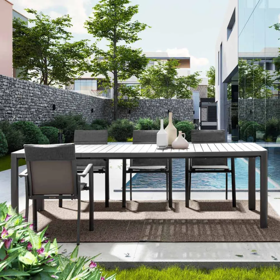 Mesa extensible hasta 240 cm en aluminio pintado en polvo - Pintura Viadurini