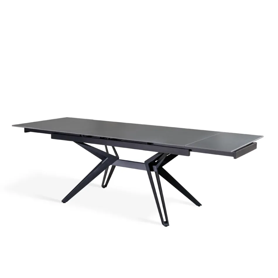 Mesa extensible hasta 240 cm en cerámica y metal - Bouquet Viadurini