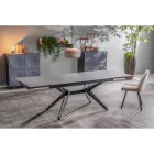 Mesa extensible hasta 240 cm en cerámica y metal - Bouquet Viadurini