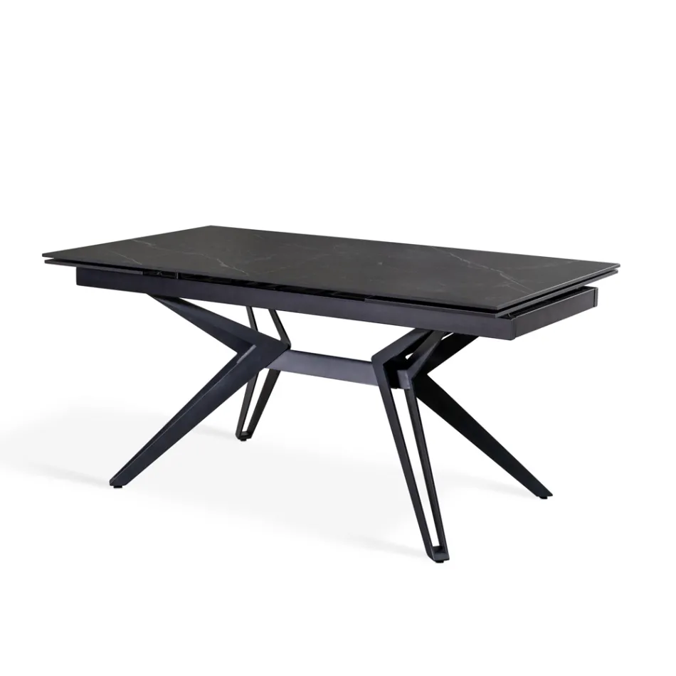 Mesa extensible hasta 240 cm en cerámica y metal - Bouquet Viadurini