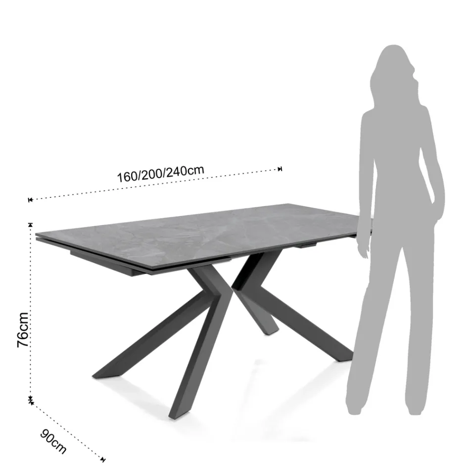 Mesa extensible hasta 240 cm en cerámica con acabado mármol - cloro Viadurini