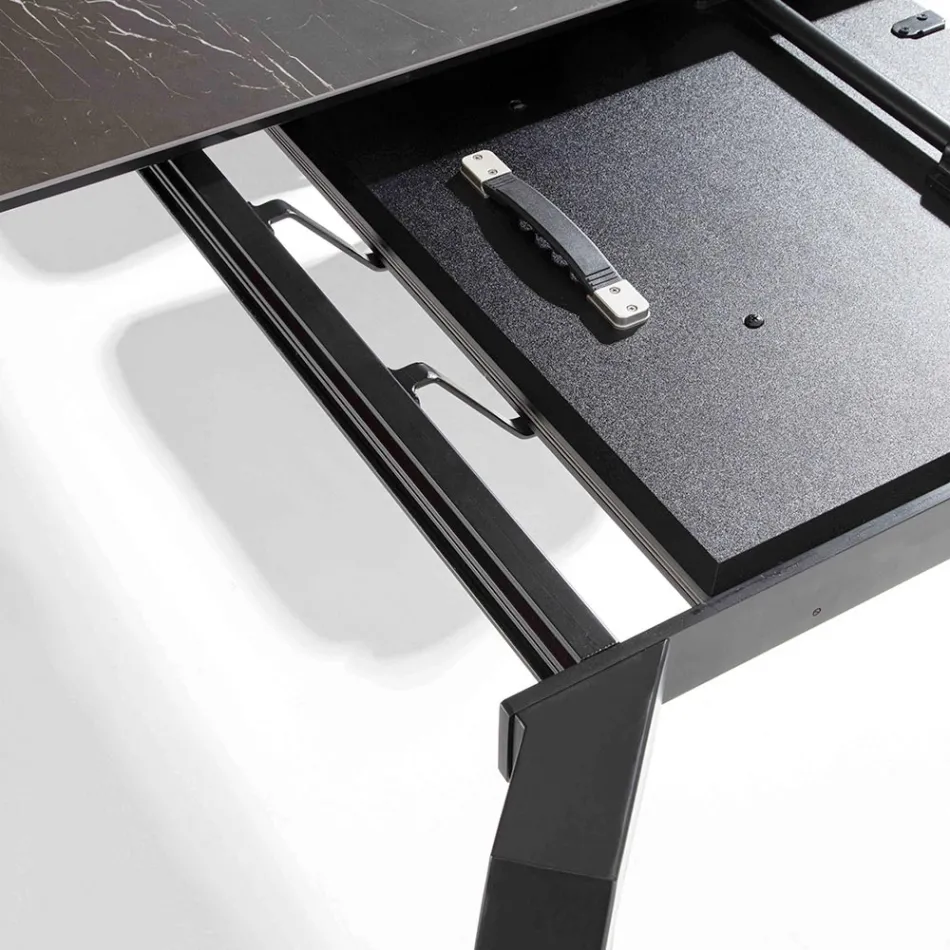 Mesa extensible de 240 cm en metal y tablero de vitrocerámica - Lumera Viadurini