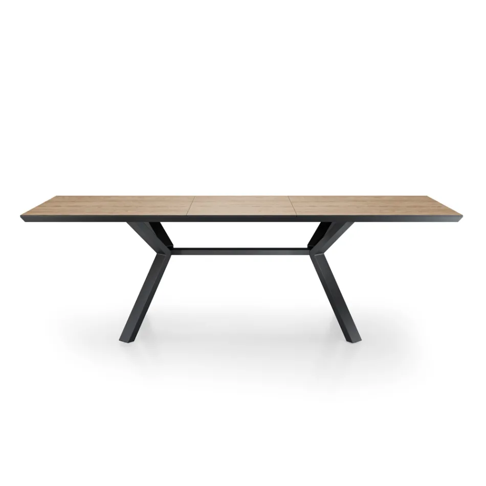 Mesa Extensible hasta 240 cm en Metal Negro y MDF - Donzella Viadurini