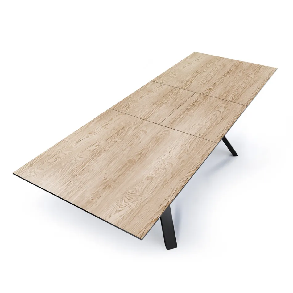 Mesa Extensible hasta 240 cm en Metal Negro y MDF - Donzella Viadurini