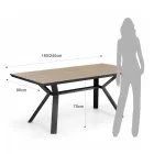 Mesa Extensible hasta 240 cm en Metal Negro y MDF - Donzella Viadurini