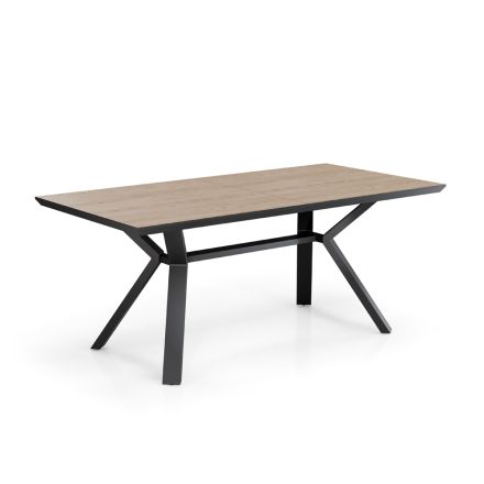 Mesa Extensible hasta 240 cm en Metal Negro y MDF - Donzella Viadurini