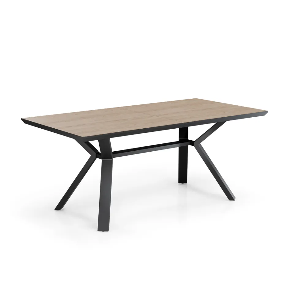 Mesa Extensible hasta 240 cm en Metal Negro y MDF - Donzella Viadurini