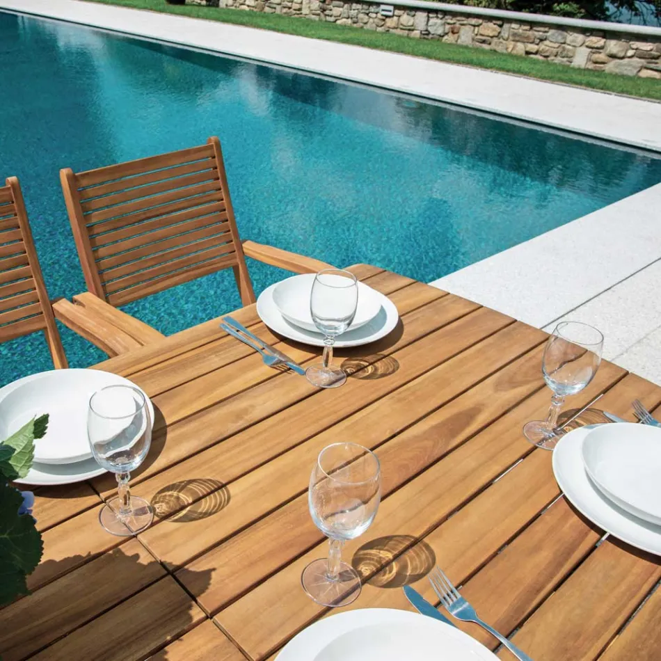 Mesa Extensible hasta 240 cm para el Jardín Fabricada en Madera de Acacia - Sereno Viadurini