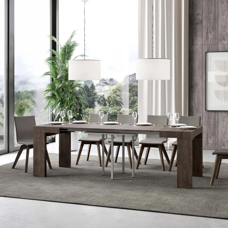 Mesa extensible hasta 246 cm en micropartículas de madera Made in Italy - Árbol Viadurini