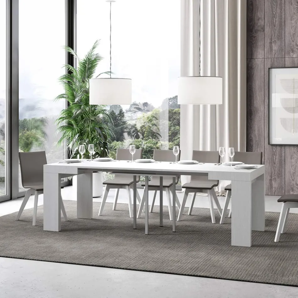 Mesa extensible hasta 246 cm en micropartículas de madera Made in Italy - Árbol Viadurini
