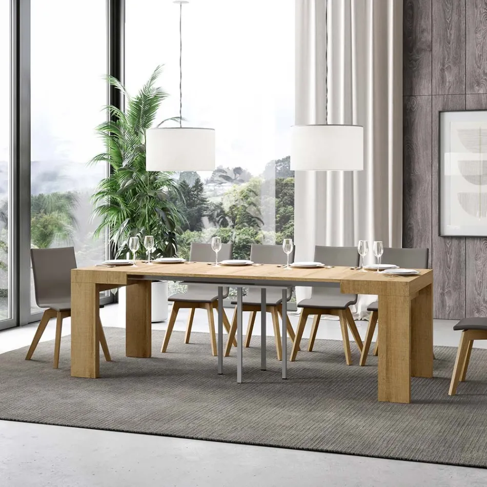Mesa extensible hasta 246 cm en micropartículas de madera Made in Italy - Árbol Viadurini