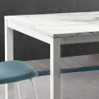 Mesa extensible hasta 260 cm con tapa de melamina acabado Calacatta - Shaila Viadurini