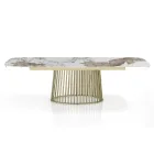 Mesa extensible hasta 260 cm en acabado cerámica, mármol y metal - Veneto Viadurini