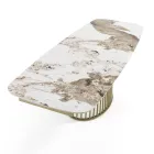 Mesa extensible hasta 260 cm en acabado cerámica, mármol y metal - Veneto Viadurini