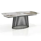 Mesa extensible hasta 260 cm en acabado cerámica, mármol y metal - Veneto Viadurini